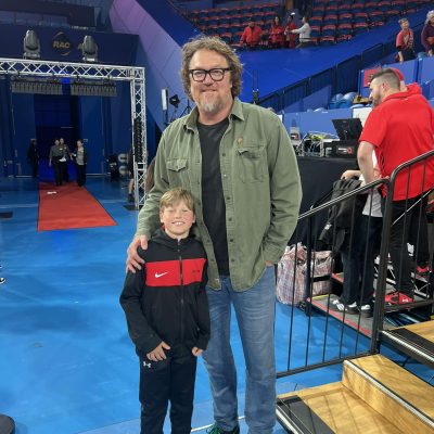 Julian Meeting NBA royalty- Luke Longley - one lucky boy